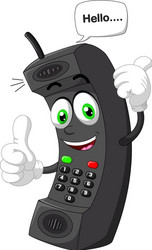 funny black old hand phone cartoon vector