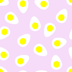 Seamless pattern with sliced boiled eggs vector