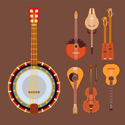 set of stringed musical instruments classical vector image