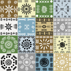 tribal motifs background in squares Vector Image