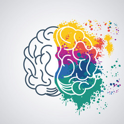 brain power template with colors splashing vector image