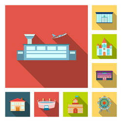 building and architecture flat icons in set vector image