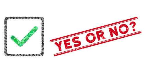 checkbox mosaic and grunge yes or no question vector image