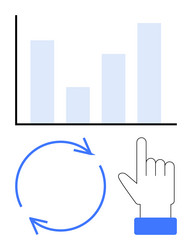 data analysis with bar chart circular process vector image