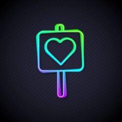 Glowing neon line map pointer with heart icon vector