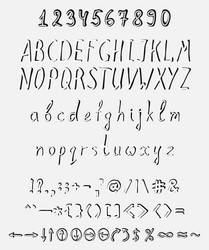 handwritten font with a full set of elements vector image