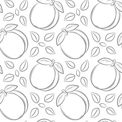 seamless pattern with apricots peaches and leaves vector image