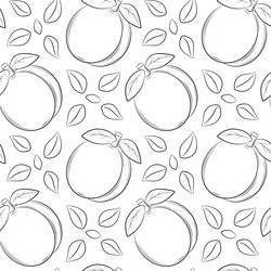 Seamless pattern with apricots peaches and leaves vector