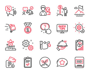 set business icons related to checklist vector