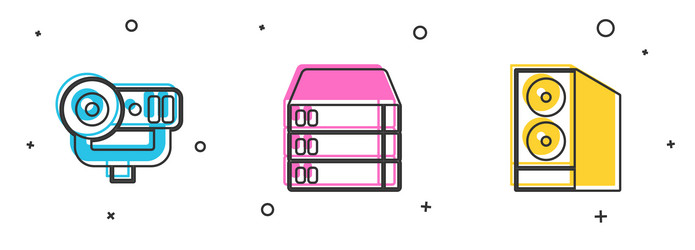 set web camera server data hosting and case vector image