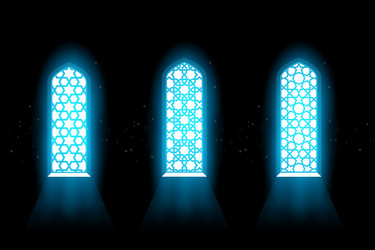 window of mosque with arabic grating pattern vector