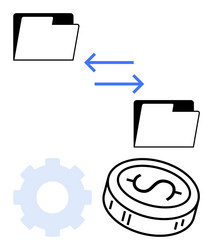 data exchange between folders with gear and coin vector image