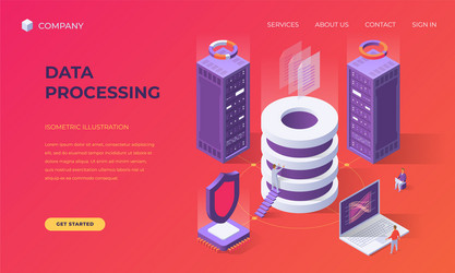 Data Processing Landing Page vector image