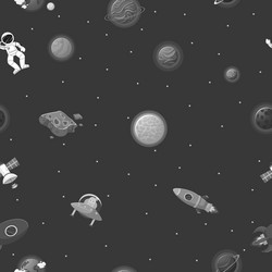 Flat cartoon style space pattern astronaut vector