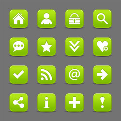 Green satin icon web button with white basic sign vector