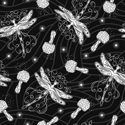 mysterious pattern with fantasy dragonfly pixie vector image