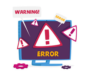 pc monitor with system error warning on screen vector image