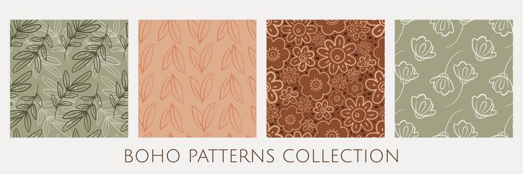 seamless patterns collection in boho style vector image