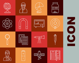 set line notebook syringe solar system pie vector image