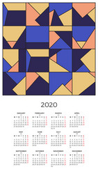 Wall calendar 2020 design template vector