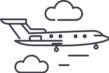 Airplane icon linear isolated thin vector