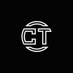 Ct monogram logo circle ribbon style outline Vector Image