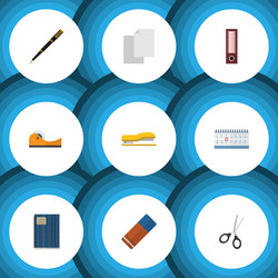 flat icon tool set of supplies nib pen rubber vector image