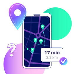 gps navigation in smartphone vector image