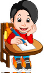 happy schoolboy writing in class vector image
