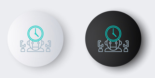 line robot and digital time manager icon isolated vector image