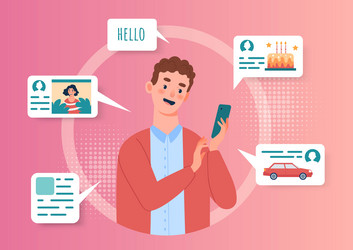 Man Using Smartphone - Concept vector image