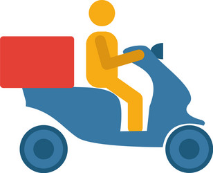 Moped food delivery icon simple flat element from vector