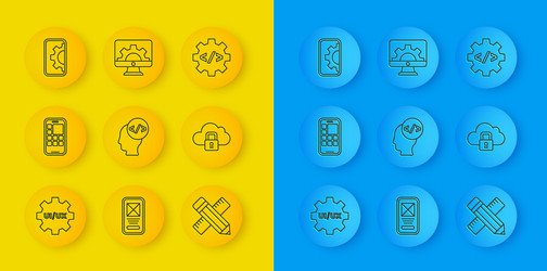 set line ui or ux design mobile apps front end vector image
