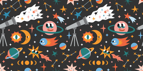 astronomy and outer space seamless pattern vector image