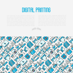 digital printing concept with thin line icons vector