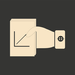 flat black and white folder with documents in hand vector