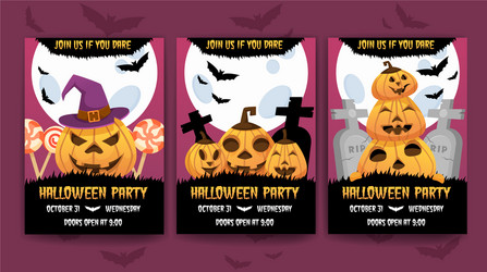 Happy halloween invitation posters vector