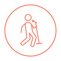 man singing with microphone line icon vector image