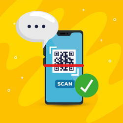 scan code qr with smartphone and speech bubble vector