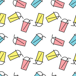 seamless pattern bubble tea with different fruits vector image