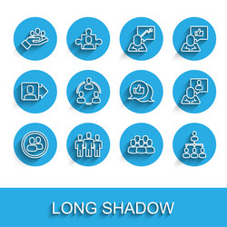 set line project team base users group hand vector image