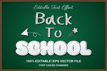 back to school 3d editable text effect vector image