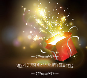 christmas background with open red box vector image