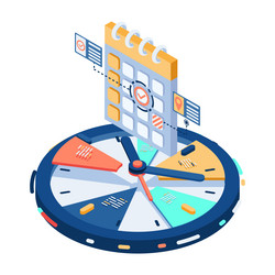 Isometric Clock with Calendar Parts vector image