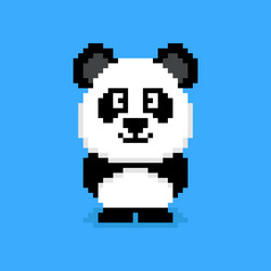 panda character in pixel art style vector image