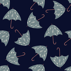 random seamless doodle pattern with grey umbrella vector image