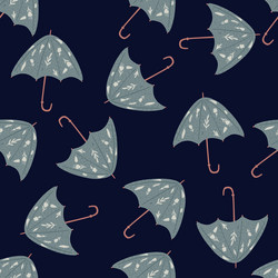 Random seamless doodle pattern with grey umbrella vector