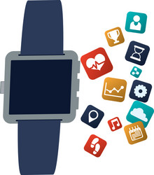 Smart watch technology with applications menu vector