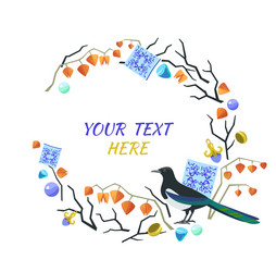 cute frame for your design with magpie majolic vector image