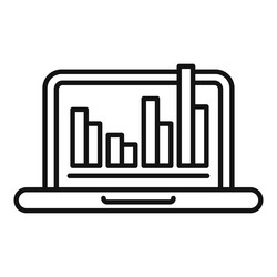 laptop displaying bar graph line art vector image
